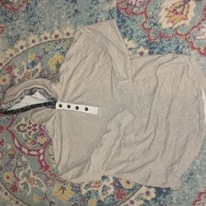 Soft Surroundings Tan Cotton Faux Fur Lined Button Pullover Hoodie M